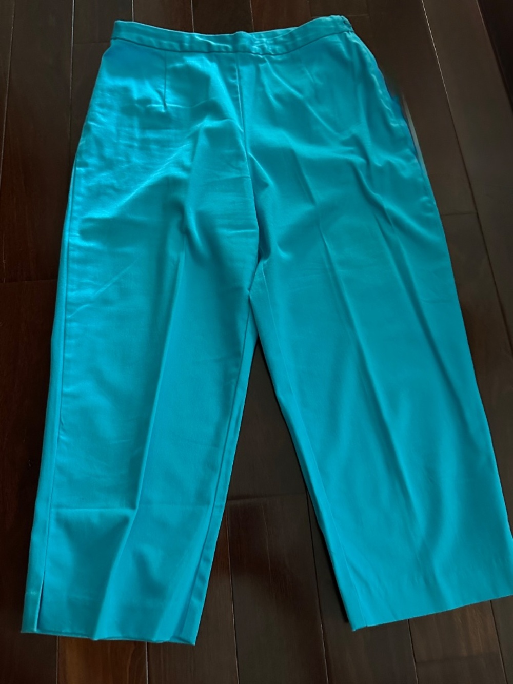 Chadwick's Women's Turquoise Cotton Capri Side Zip Pants Size 8 NWOT